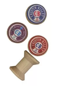 4 Bobines Bois Miniatures étiquettes Crestin-Billet