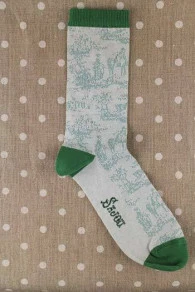 Chaussettes Toile De Jouy écru Vert 35/37 3 Chaussettes Toile De Jouy écru Vert 35/37 – Image 3