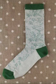 Chaussettes Toile De Jouy écru Vert 35/37 4 Chaussettes Toile De Jouy écru Vert 35/37 – Image 4