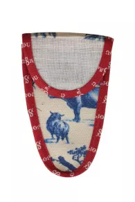 Etui Porte-ciseaux Toile De Jouy Bleue-bordeaux - M