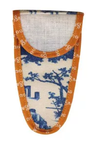 Etui Porte-ciseaux Toile De Jouy Bleue-orange - L