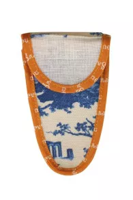 Etui Porte-ciseaux Toile De Jouy Bleue-orange - M