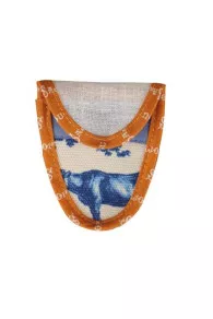 Etui Porte-ciseaux Toile De Jouy Bleue-orange - S