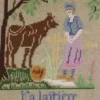 Fils Broderie Point De Croix La Laitière Et Le Pot Au Lait