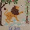 Fils Broderie Point De Croix Le Lion Et Le Moucheron