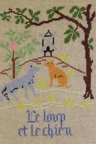 Fils Broderie Point De Croix Le Loup Et Le Chien