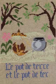 Fils Broderie Point De Croix Le Pot De Terre Et Le Pot De Fer