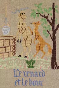 Fils Broderie Point De Croix Le Renard Et Le Bouc