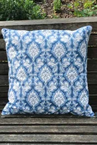 Housse Coussin 40 X 40cm Damas Bleu 2