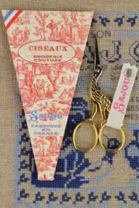 Paire De Ciseaux Broderie Cigogne Aurifiée Petit