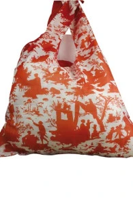 Sac De Courses Pliable Toile De Jouy Rouge