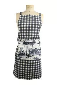 Tablier De Cuisine Carreaux Noir Et écru