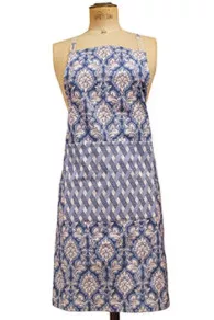 Tablier De Cuisine Tissu Damas Bleu