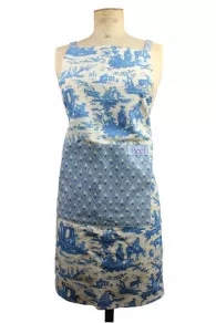 Tablier De Cuisine Toile De Jouy Bleue