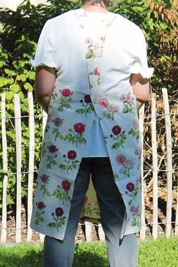 Tablier Japonais Tissu Roses Joséphine 3 Tablier Japonais Tissu Roses Joséphine – Image 3