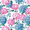 Tissu Coton Au Mètre Hortensias Roses Et Bleus