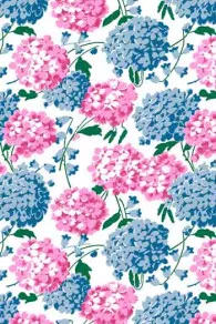 Tissu Coton Au Mètre Hortensias Roses Et Bleus