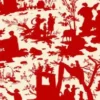 Toile De Jouy écrue Au Mètre Motifs Rouges