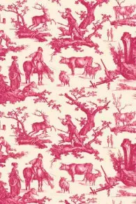 Toile De Jouy Rose Au Mètre Plaisirs Campagne
