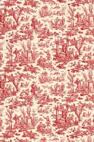 Toile De Jouy Rouge Au Mètre Motif Miniature