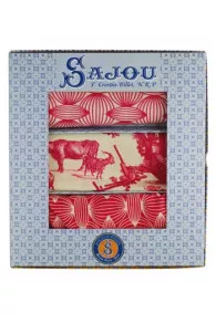 Toiles De Jouy Rose Vif 3 Coupons Boîte Cadeau