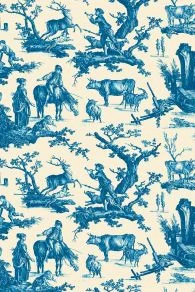 Torchon Coton Toile De Jouy Bleue 4 Torchon Coton Toile De Jouy Bleue – Image 4