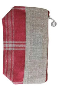 Trousse Lin Carreaux Naturel/rouge